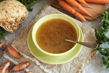 Bone broth with fresh vegetables