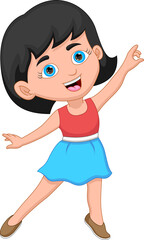happy little girl cartoon on white background