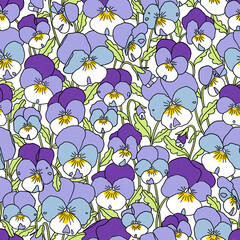 Pretty violets flowers, pattern illustration