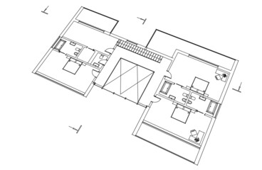 Modern house architectural drawing 3d illustration