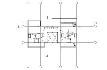 Modern house architectural drawing 3d illustration