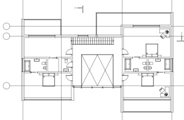Modern house architectural drawing 3d illustration
