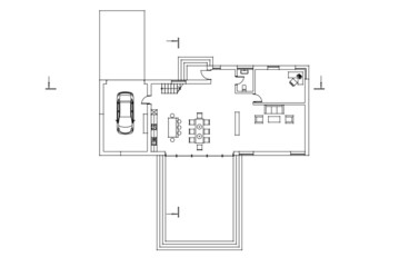 Modern house architectural drawing 3d illustration