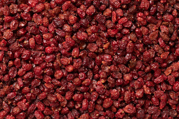  Dried Iranian barberries close up full frame as background