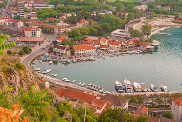 Landscape of the city of Kotor. Mountains, Kotor Bay.