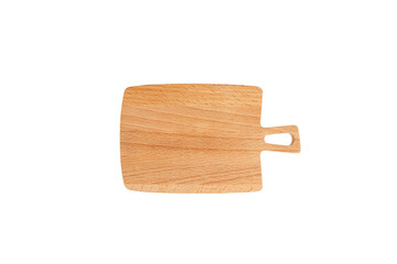 Wooden cutting board on white background. Single object. Design element, copy space