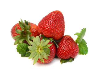 Fresh red ripe strawberry isolated on white, macro image 