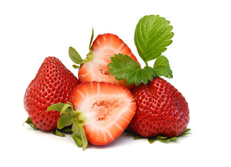 Fresh red ripe strawberry isolated on white, macro image 