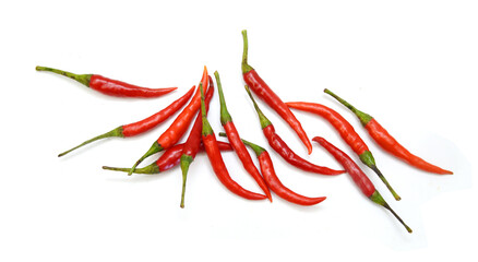 Stack red chili peppers isolated on the white