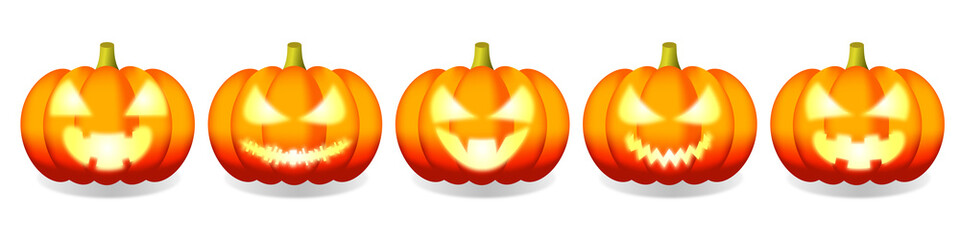Set of pumpkins for Halloween holiday isolated on white background