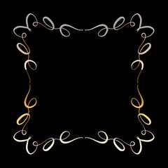 Vector luxury golden calligraphic frame for text. Simple elegant shiny design element.