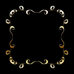 Vector luxury golden calligraphic frame for text. Simple elegant shiny design element.