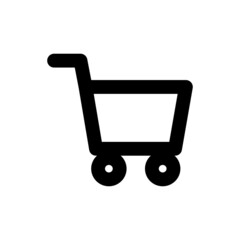 Simple shopping cart icon, Vector outline icon on white background.	