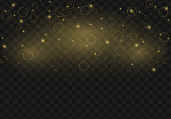 Abstract sparkles isolated on a transparent background. Bokeh lights effect. Vector dust sparks and bright stars shine with special light effect. Christmas sparkling magical. Vector illustration