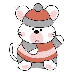 Mouse with hat waving