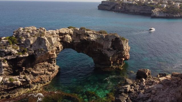 Es Pontas Natural Stone Arch in Cala Santanyi in Mallorca or Majorca, Spain