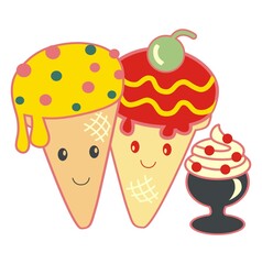 Ice cream cone and ice cream in the cup are friends