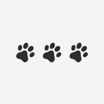 Set paw icon isolated on white