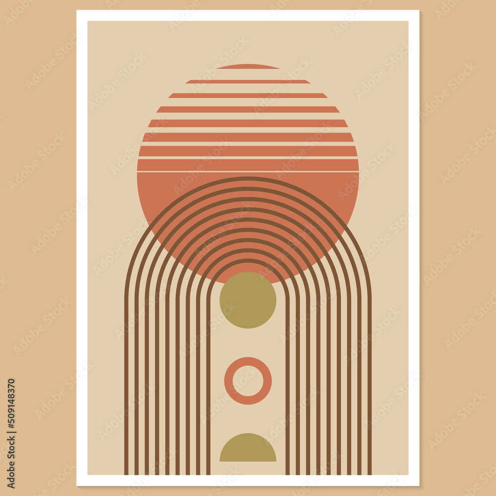 Canvas Prints abstract geometric art with arch and circles. modern boho background. line arc shapes, sun design. c