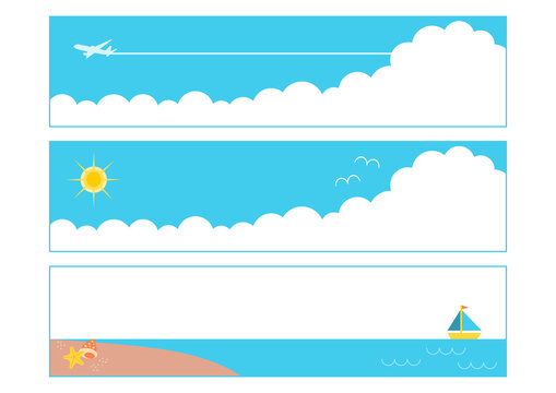 夏の空と海のイラスト: バナーセット