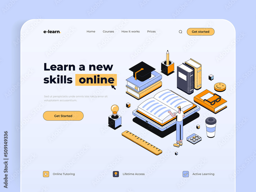 Wall mural modern isometric design concept of online shopping for website and mobile website. landing page temp