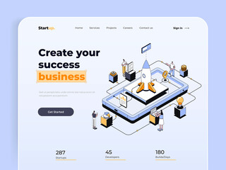 Modern Isometric design concept of Startup for website and mobile website. Landing page template. Easy to edit and customize. Vector illustration