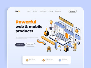 Modern Isometric design concept of Startup for website and mobile website. Landing page template. Easy to edit and customize. Vector illustration