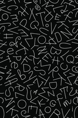 Seamless vector pattern with chaotic letters of Latin alphabet. 