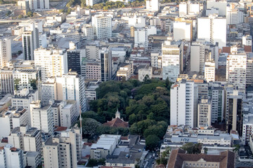 Partial view of the city of Juiz de Fora, Brazil, with a wooded part in the center, where Halfeld...