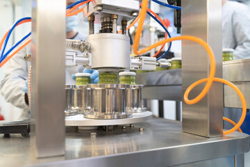 Pesto sauce Industrial process. vacuum sealing machine for canned food. production of Pesto sauce....