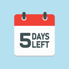 Countdown daily page calendar icon - 5 days left