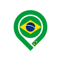 brazil flag map pin icon. vector illustration isolated on white background