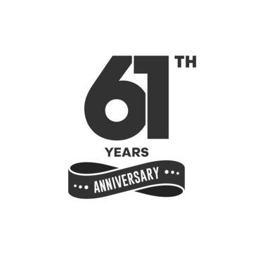 61 years anniversary logo with black color for booklet, leaflet, magazine, brochure poster, banner, web, invitation or greeting card. Vector illustrations.