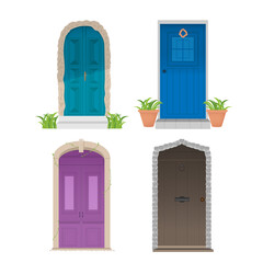 Greece Door Vintage Isolate Set Vector