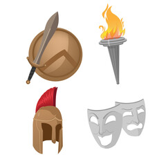 Greece Tradition Object Isolate Set Vector