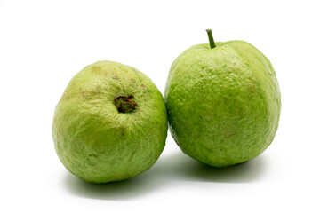Guava fruit isolated on the white background, also known as peyara