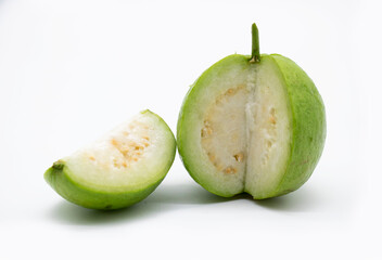 Fresh Guava fruit slices isolated on the white background