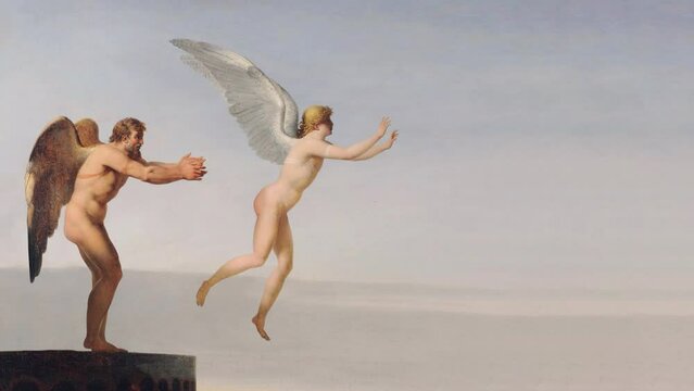 Icarus and Daedalus. Charles Paul Landon, 1799. Animation. Renaissance art history. animated picture art