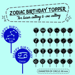 zodiac cake topper for laser cutting