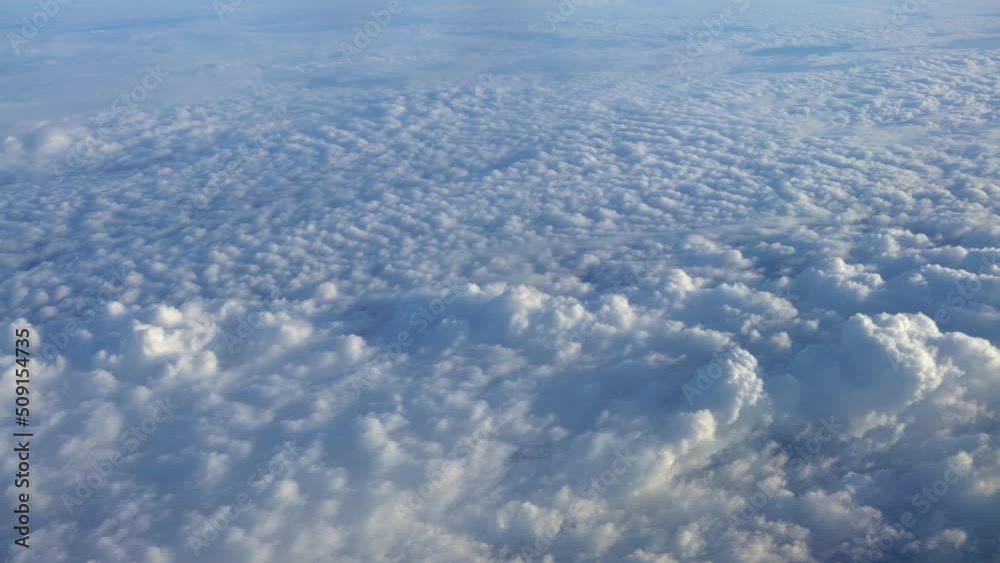 Wall mural aerial view of cumulus clouds at day of summer. beautiful cloudscape as nature background panorama. 