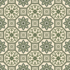 Seamless ornamental pattern, imitation of Portuguese ceramic tiles. Clipping masks used.