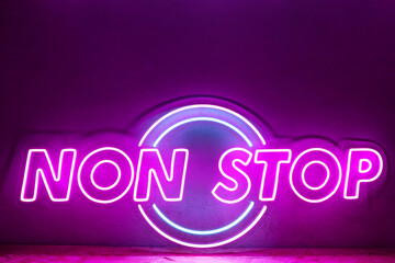 Pink neon sign NON STOP. Trendy style. Neon sign. Custom neon. Home decor.