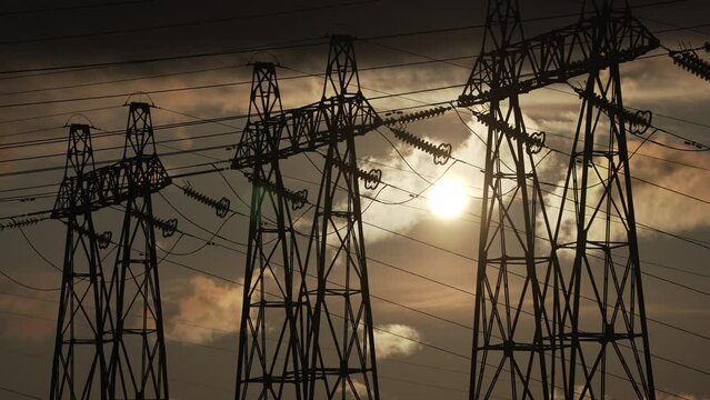 Power lines high above the ground