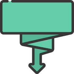 Downward Arrow Ribbon Icon