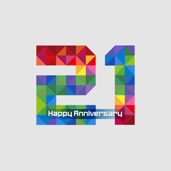 twenty one birthday, modification number 21 for symbol or icon celebration twenty one year happy anniversary, vector abstract.