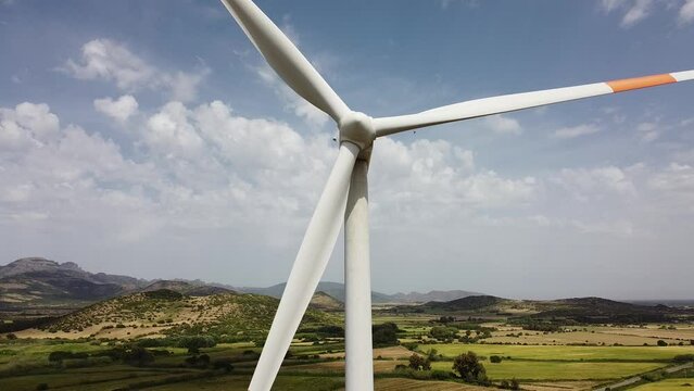 wind turbine with grey sky, guspini,south Sardinia
