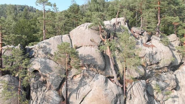 View of rocky mountain sunset soil, an impregnable mountain with a sharp peak