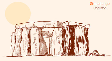 Fototapeta Stonehenge england hand drawing vector illustration  obraz
