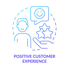 Positive customer experience blue gradient concept icon. Selling trend abstract idea thin line illustration. Building consumer loyalty. Isolated outline drawing. Myriad Pro-Bold font used