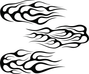 Fire flames isolated on white background. Tribal tattoo design.